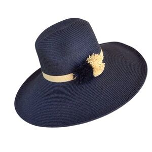Tommy Bahama Island Navy Pom Pom Wide Brim Hat NEW